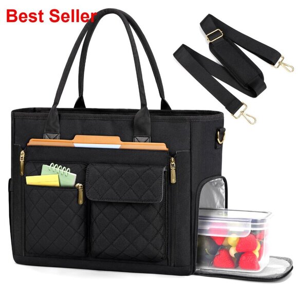Other - Insulated Lunch Tote Bag with 15.6" Laptop Compartment, Water-Resistant Work Bag
